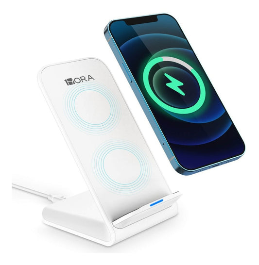 Cargador Inalámbrico 15W Qi para iPhone - Carga Rápida y Soporte Incluido - Blanco | GAR157