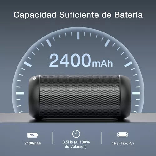 Bocina Bluetooth 5.1 1Hora BOC242 con Luces RGB | Altavoz Portátil TWS, FM, USB, MicroSD, Batería 2400 mAh, Sonido Hi-Fi