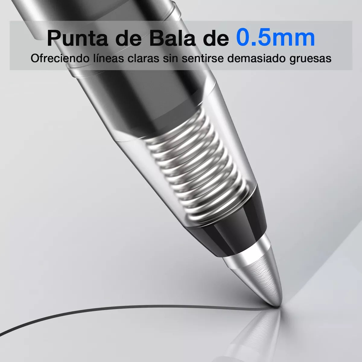 10 Bolígrafos 1Hora YCL033 | Tinta Negra, Punta Fina 0.5 mm, Escritura Suave y Precisa