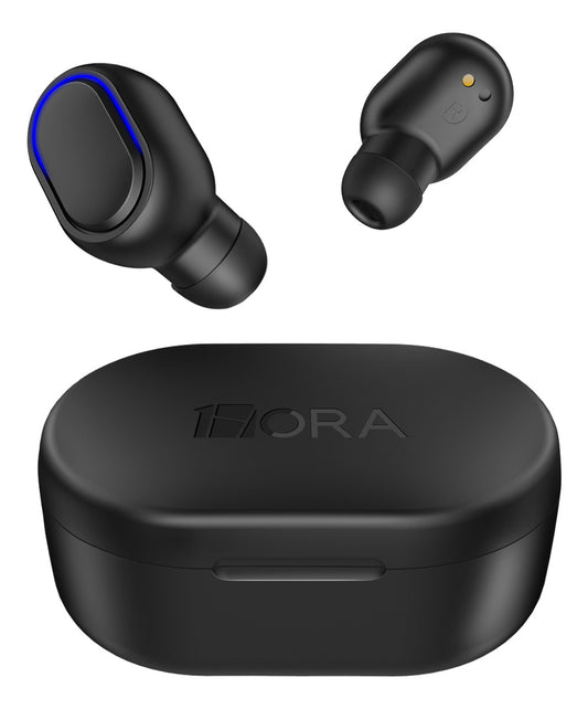Audífonos Inalámbricos Bluetooth 5.3 1Hora AUT114 | Sonido HD, Batería 25H, Micrófono y Estuche LED – Color Negro