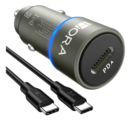 Cargador Auto Tipo C 20W PD con Cable Tipo C - Carga Rápida para Smartphone - GAR156
