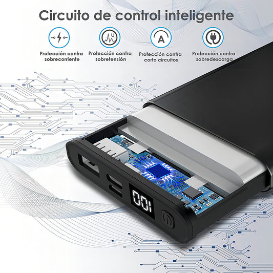 Power Bank 10000mAh 2.1A con Cable Micro USB - Batería Portátil Carga Rápida - GAR130