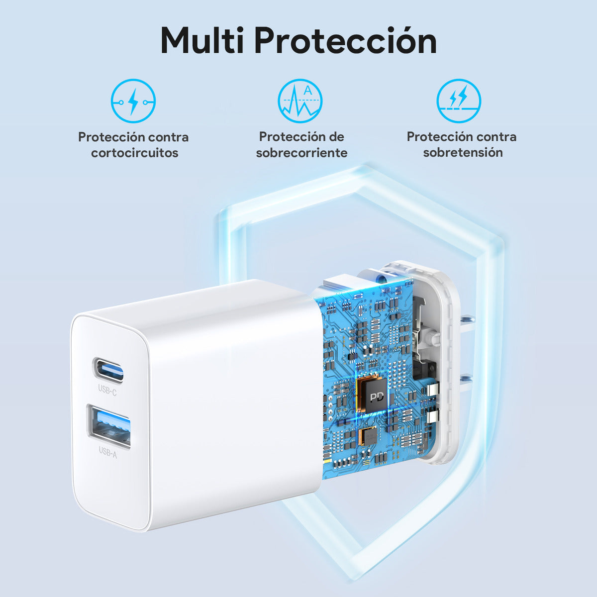 Cargador Rápido 20W para iPhone – Dual USB C & USB + Cable Tipo C a Lightning | GAR163
