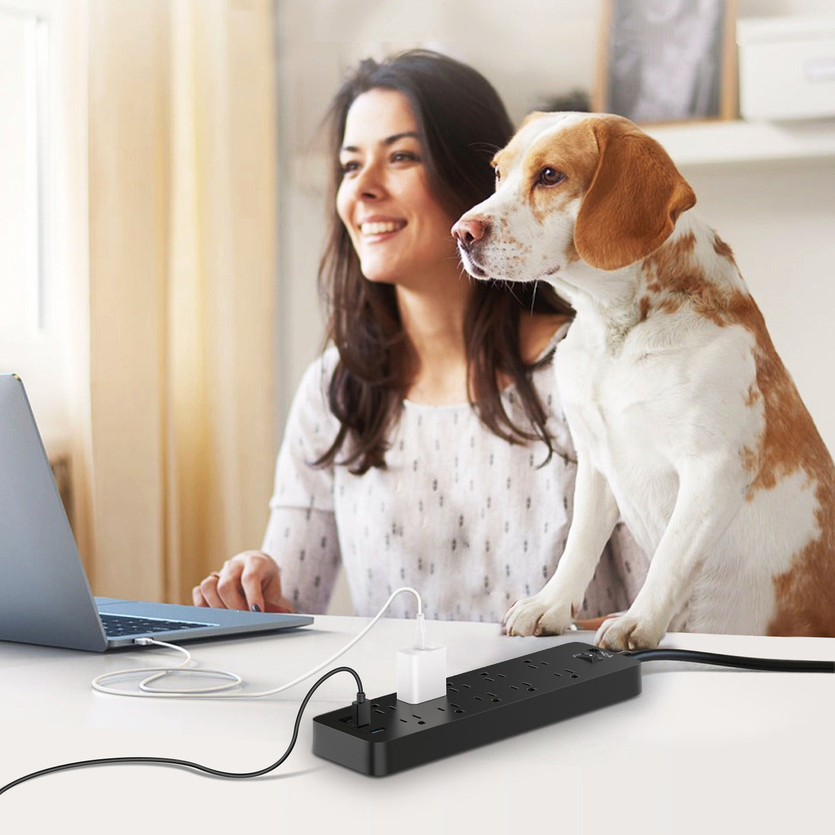 Multicontacto 13 Entradas con USB y Tipo C | Regleta 1Hora MCT002 Protección + Montable 1.5m