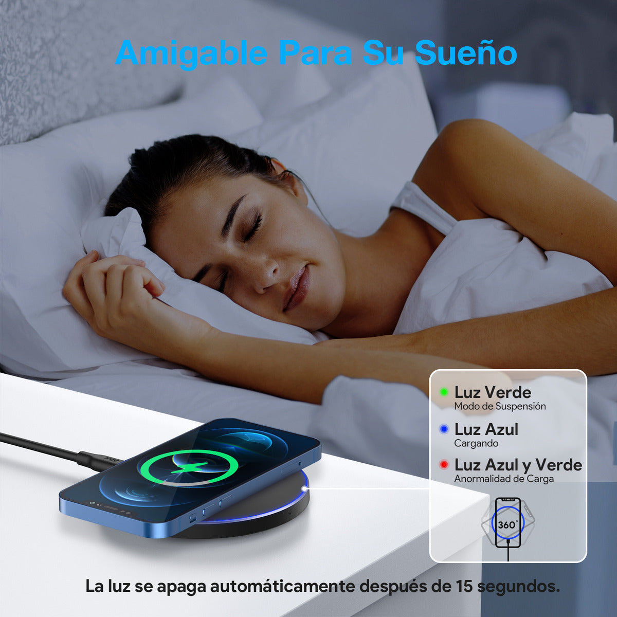 Cargador Inalámbrico Rápido 10W - Compatible con iPhone, Samsung, Motorola - GAR151