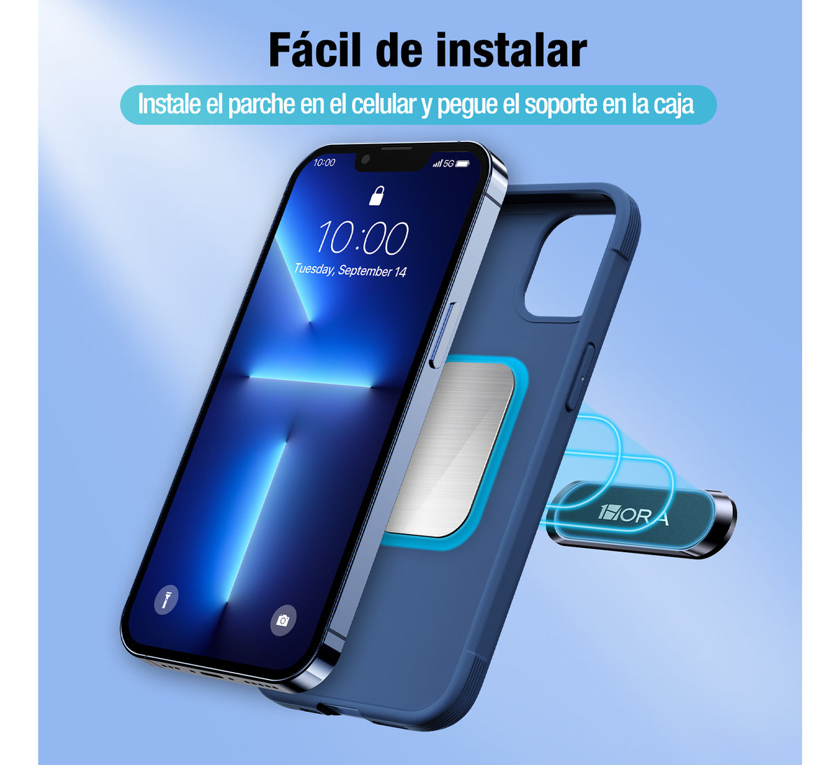 Soporte Magnético para Celular 1Hora PJ097 | Auto, Adhesivo 3M, Ultra Firme – Negro