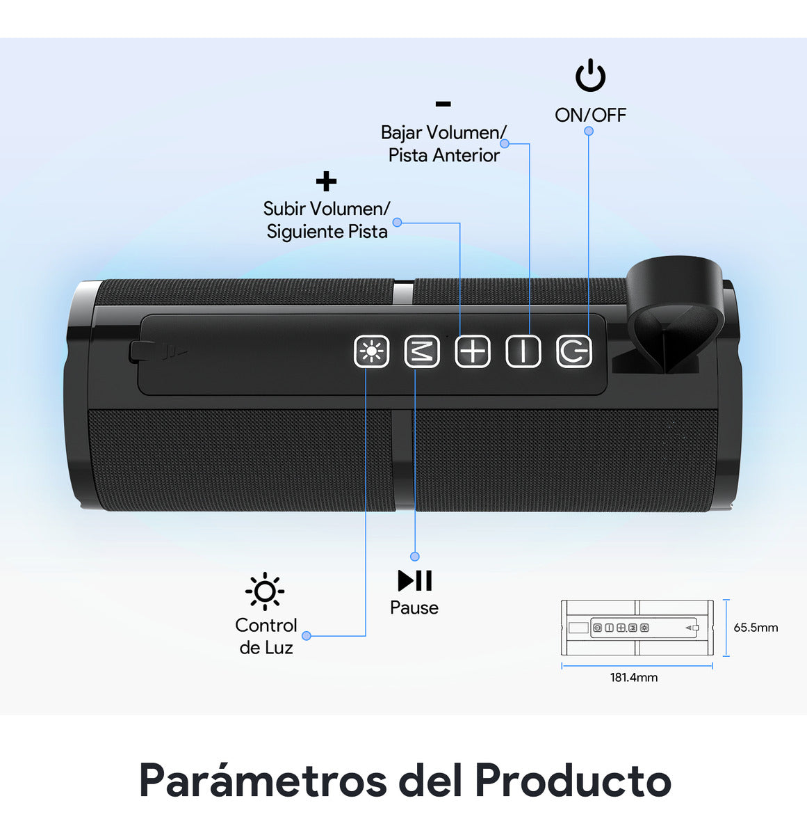 Bocina Bluetooth 5.1 Portátil 1Hora BOC060 | Sonido Estéreo HD, Batería 2400 mAh, TWS, FM, Micro SD, USB