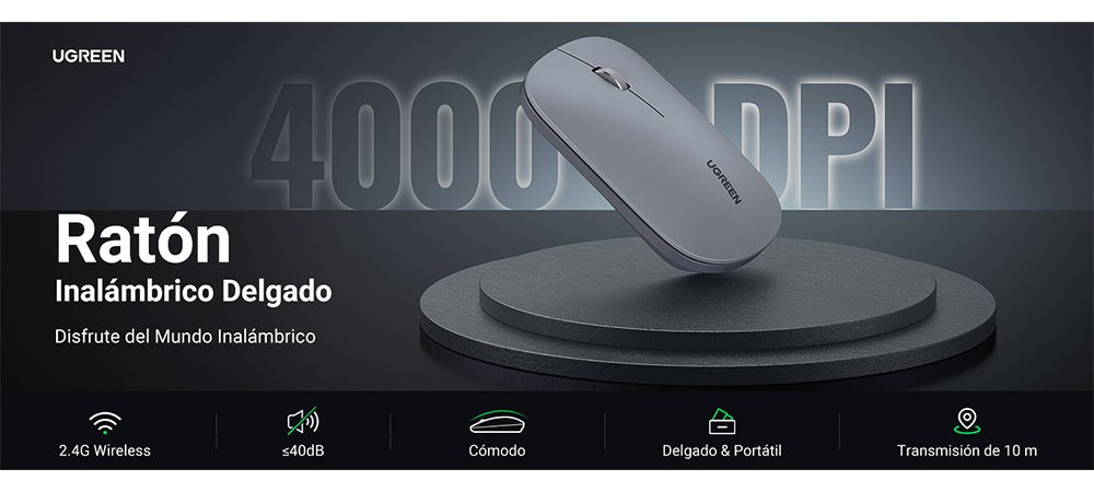 Ugreen Mouse Inalámbrico Ultradelgado Gris 90373