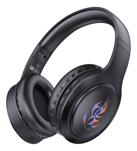 Audífonos Bluetooth Over-Ear 1Hora AUT202 | Sonido HD, Micrófono, Luces LED, Batería 28h – Negro