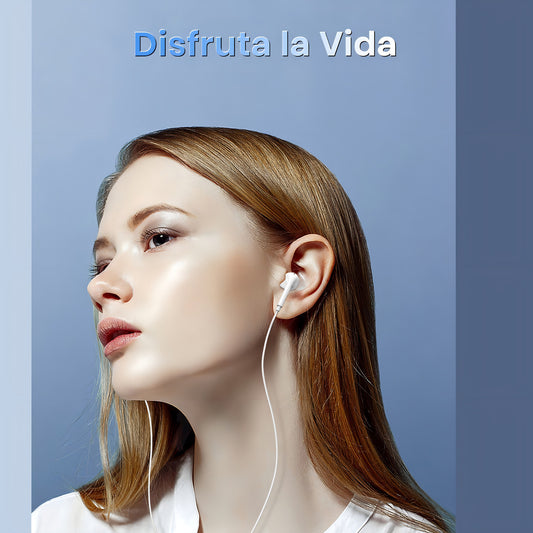 Audífonos In-Ear Alámbricos 1Hora con Micrófono 3.5mm | Modelo AUT122 Blanco