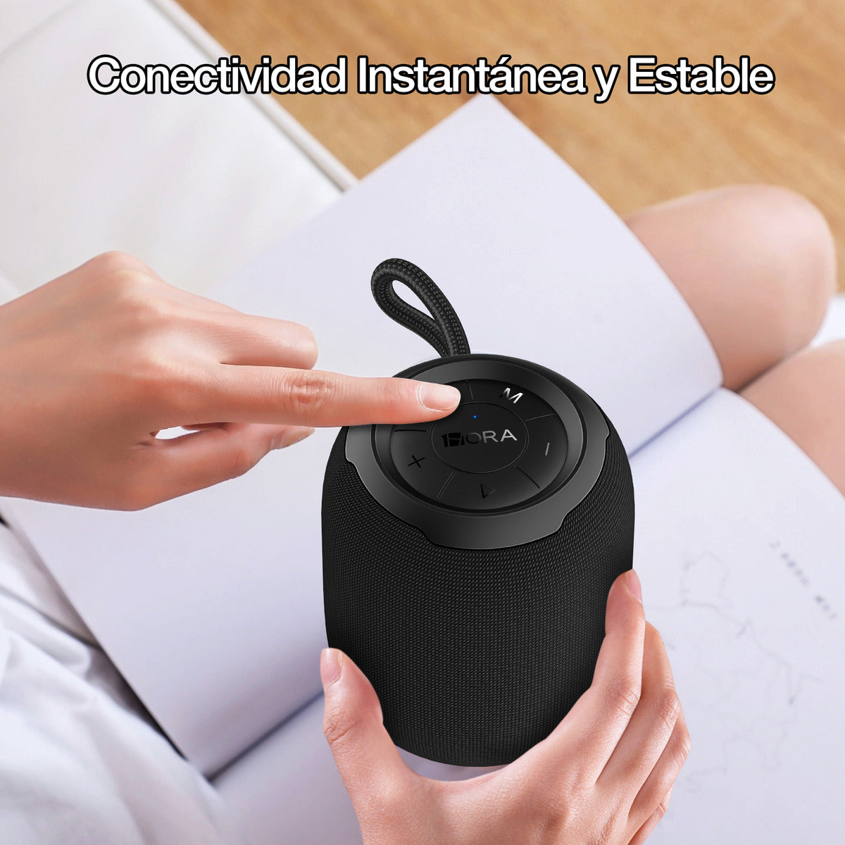 Bocina Bluetooth 1Hora BOC243 Portátil | Altavoz Inalámbrico con TWS, FM, USB, MicroSD, AUX y Soporte Antideslizante