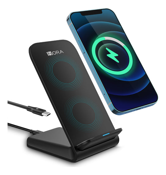 Cargador Inalámbrico 15W Qi para iPhone - Carga Rápida y Soporte Incluido - Negro | GAR157