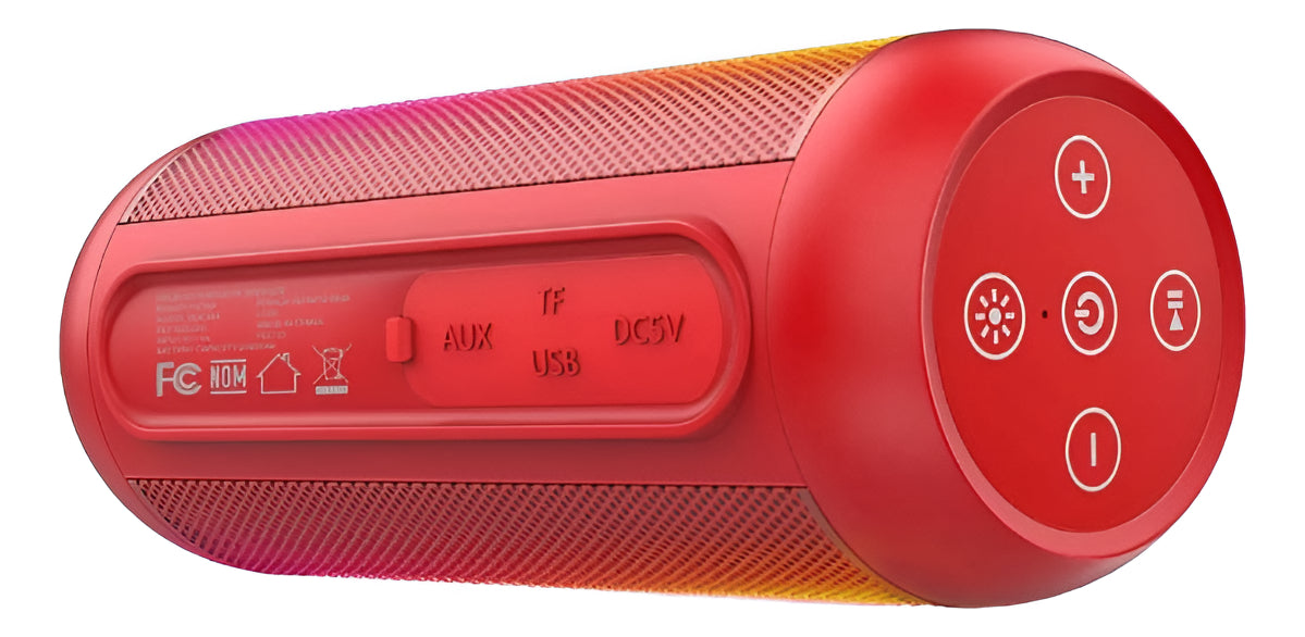 Bocina Bluetooth 5.1 1Hora BOC242 con Luces RGB | Altavoz Portátil TWS, FM, USB, MicroSD, Batería 2400 mAh, Sonido Hi-Fi