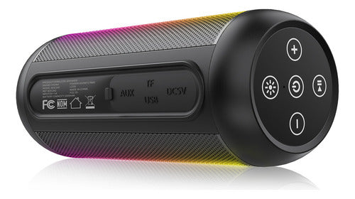 Bocina Bluetooth 5.1 1Hora BOC242 con Luces RGB | Altavoz Portátil TWS, FM, USB, MicroSD, Batería 2400 mAh, Sonido Hi-Fi