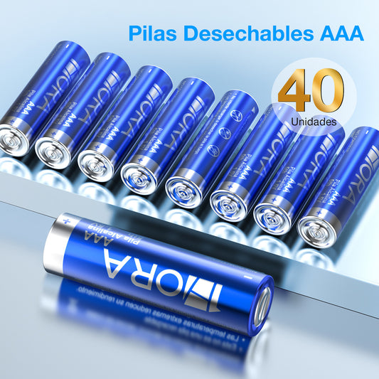 Paquete de 40 Pilas Alcalinas AAA 1.5V 1Hora - Energía Duradera y Rendimiento Superior - GAR131