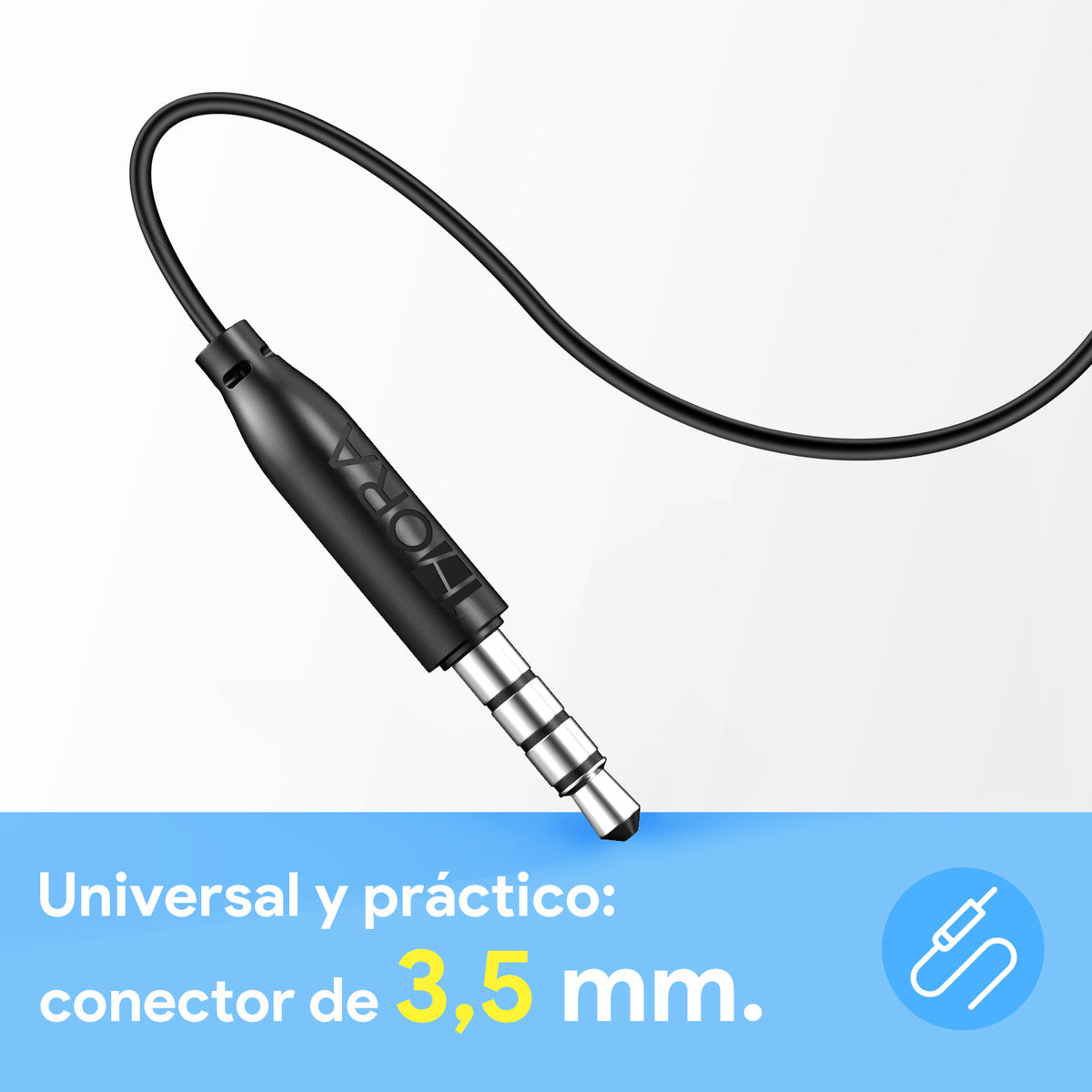 Audífonos Alámbricos In-Ear 1Hora con Micrófono | Modelo AUT123 3.5mm Color Negro