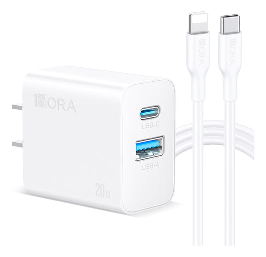 Cargador Rápido 20W para iPhone – Dual USB C & USB + Cable Tipo C a Lightning | GAR163