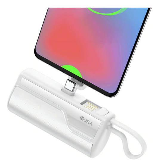 Power Bank Ultra Compacto 4500mAh – Carga Rápida USB Tipo C y V8 – Blanco | GAR262B