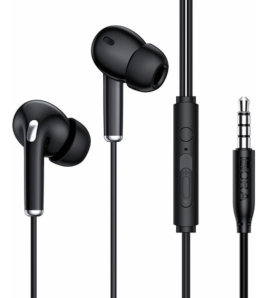 Audífonos Alámbricos In-Ear 1Hora con Micrófono | Modelo AUT123 3.5mm Color Negro