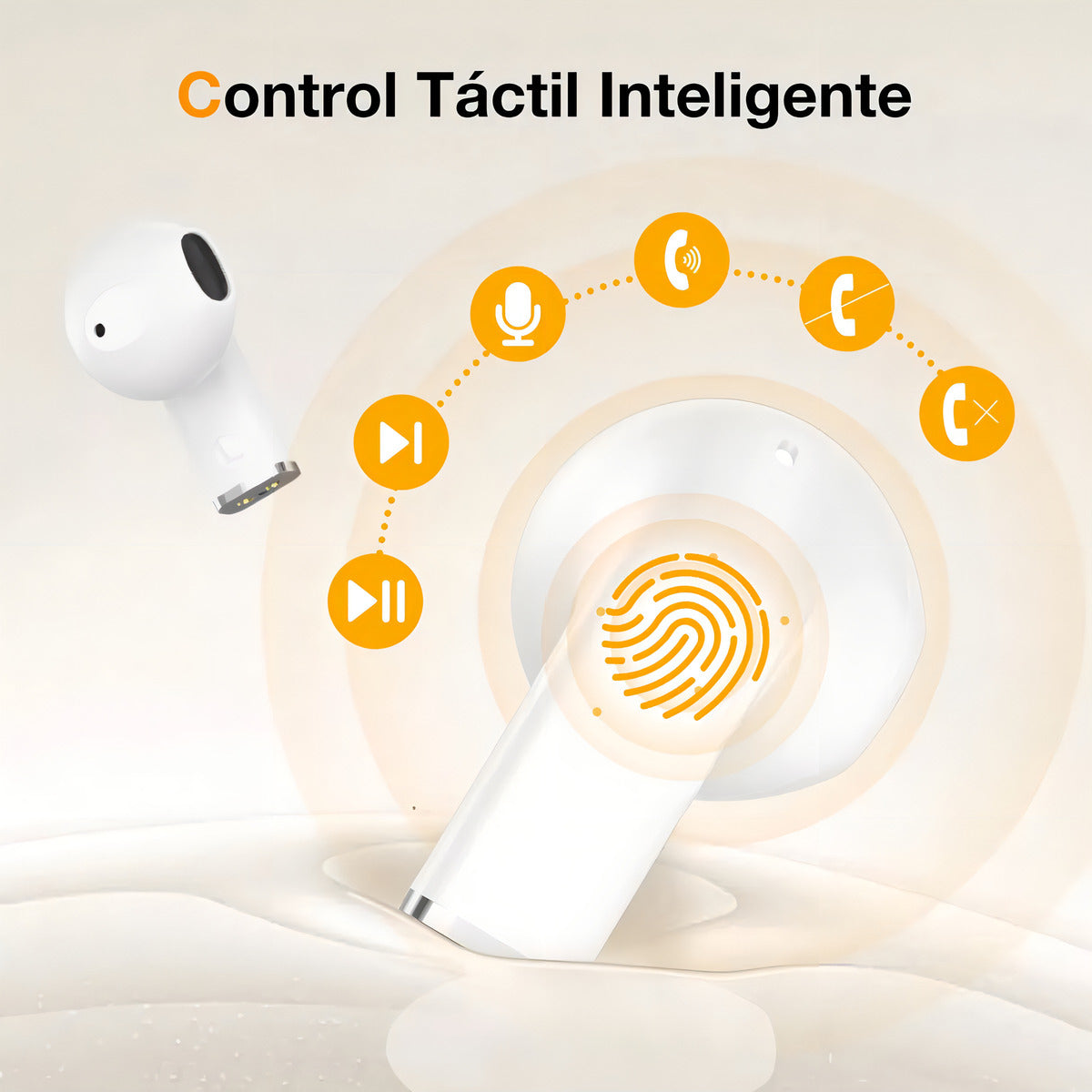 Audífonos In-Ear Transparentes Bluetooth 5.3 1Hora AUT209 Blanco | Micrófono, Asistente de Voz, Graves Potentes – Ultra Ligeros 3.1 g