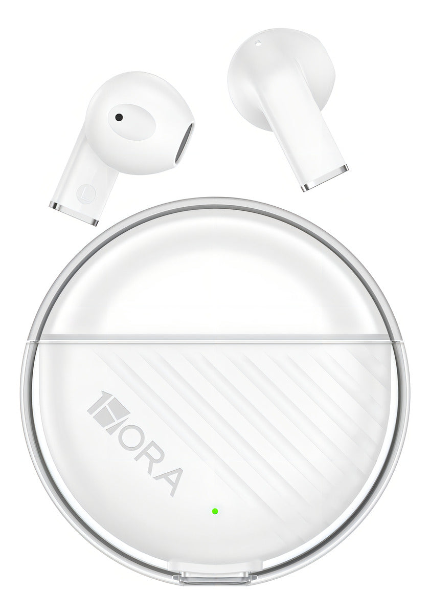 Audífonos In-Ear Transparentes Bluetooth 5.3 1Hora AUT209 Blanco | Micrófono, Asistente de Voz, Graves Potentes – Ultra Ligeros 3.1 g