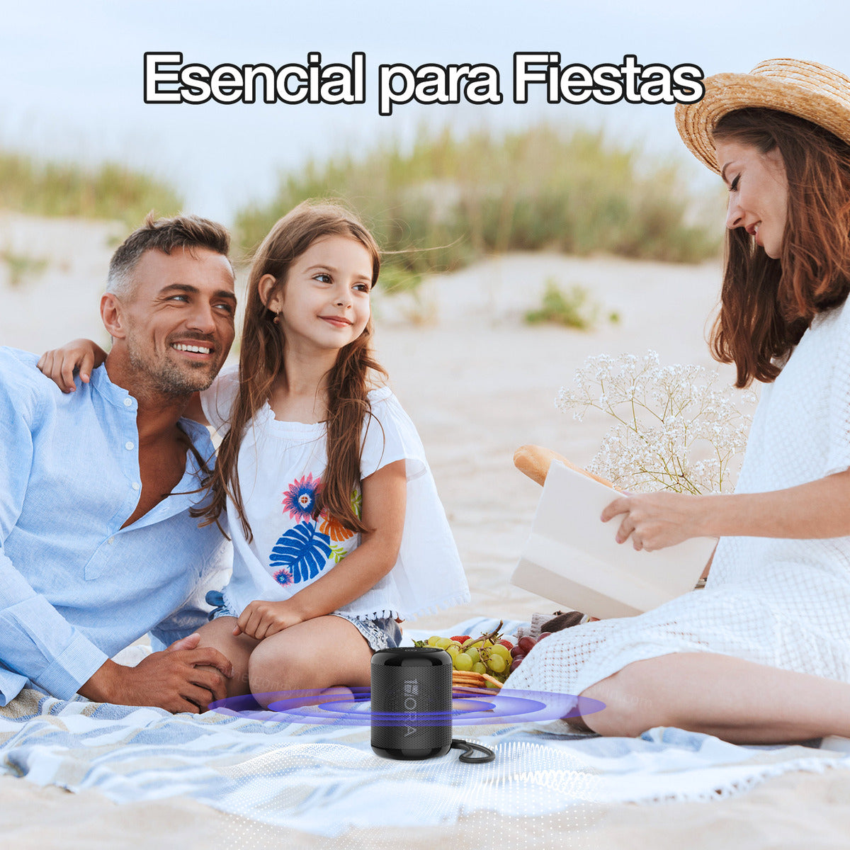 Mini Bocina Bluetooth 5.1 1Hora BOC062 Negro | FM, USB, TF, AUX, TWS, Batería 1500 mAh, Sonido Estéreo Portátil