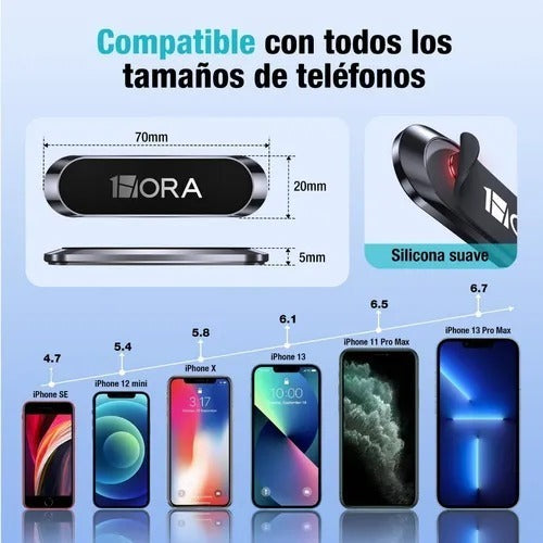 Soporte Magnético para Celular 1Hora PJ097 | Auto, Adhesivo 3M, Ultra Firme – Negro