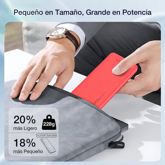 Power Bank 10000mAh Carga Rápida 2.1A con Cable Tipo C - GAR094