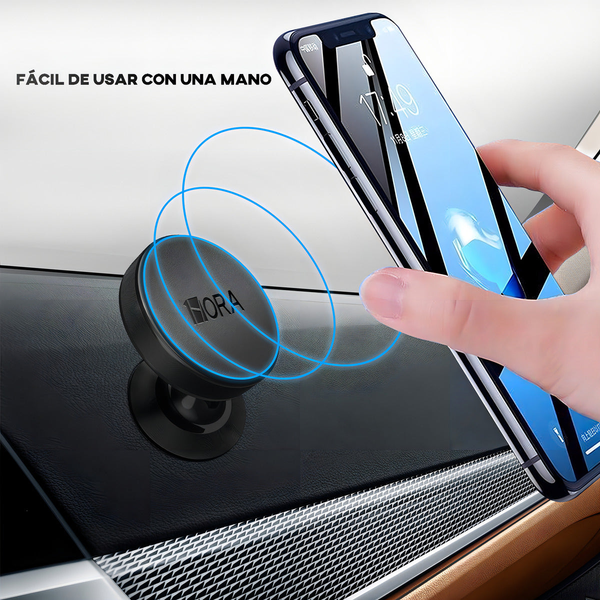 Soporte Magnético 1Hora PJ093 | Aluminio Ultra Resistente, Giro 360°, Celular en Auto