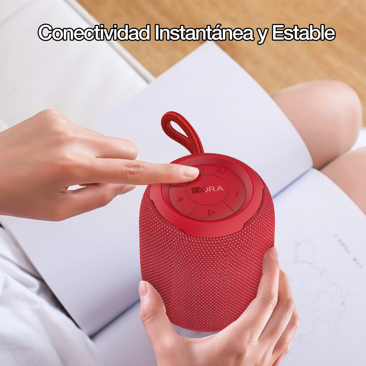 Bocina Bluetooth 1Hora BOC243 Portátil | Altavoz Inalámbrico con TWS, FM, USB, MicroSD, AUX y Soporte Antideslizante