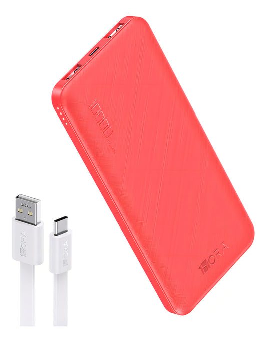 Power Bank 10000mAh Carga Rápida 2.1A con Cable Tipo C - GAR094