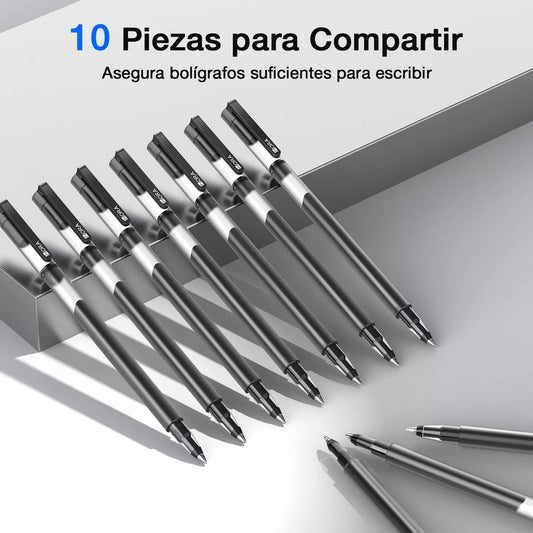 10 Bolígrafos 1Hora YCL033 | Tinta Negra, Punta Fina 0.5 mm, Escritura Suave y Precisa
