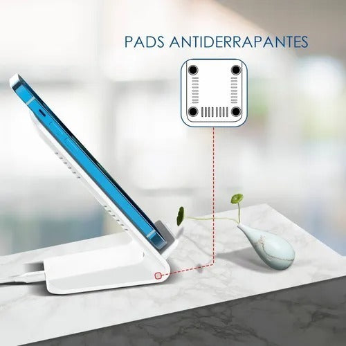 Cargador Inalámbrico 15W Qi para iPhone - Carga Rápida y Soporte Incluido - Blanco | GAR157