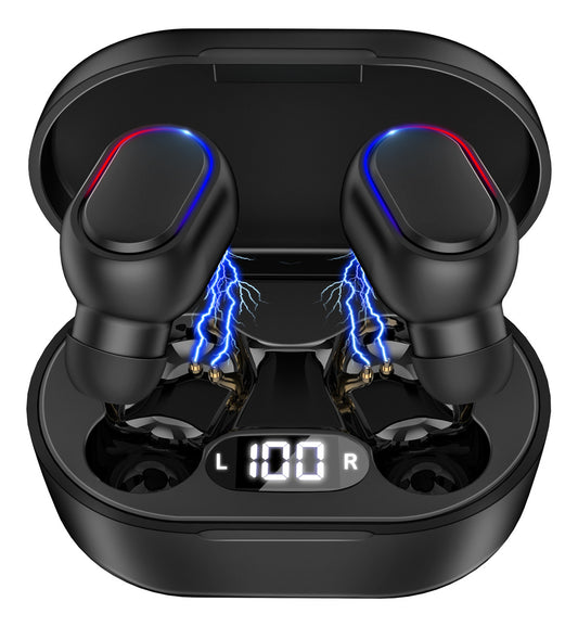 Audífonos Inalámbricos Bluetooth 5.3 1Hora AUT114 | Sonido HD, Batería 25H, Micrófono y Estuche LED – Color Negro
