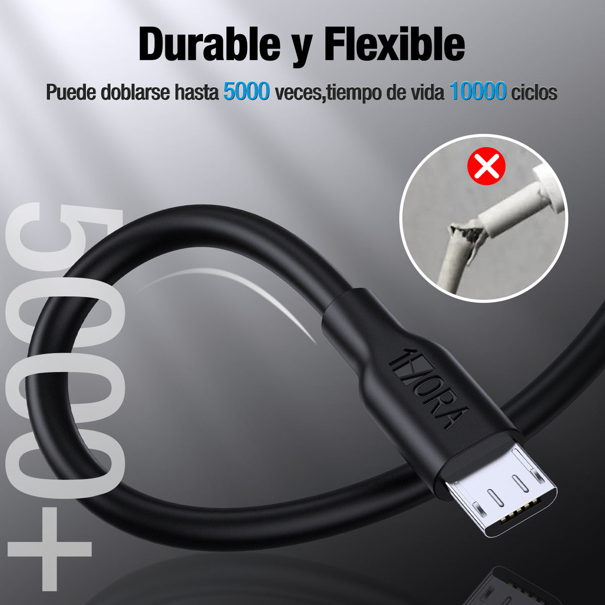 Cable Micro USB V8 CAB178 | 2M Carga Rápida 2.0A, Transferencia de Datos, Uso Rudo – Negro