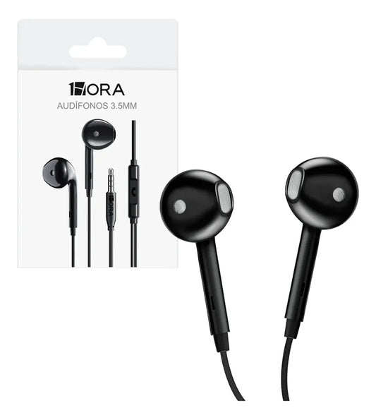 Audífonos In-Ear Alámbricos 1Hora con Micrófono 3.5mm | Modelo AUT122 Negro