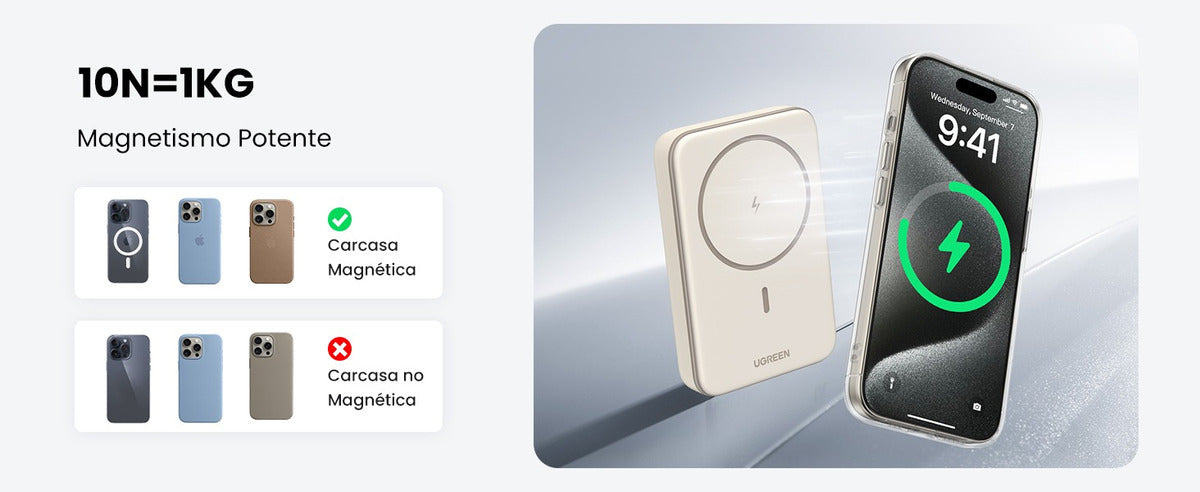 Power Bank Magsafe Carga Inalámbrica Cable Usb-c Ugreen Color Beige