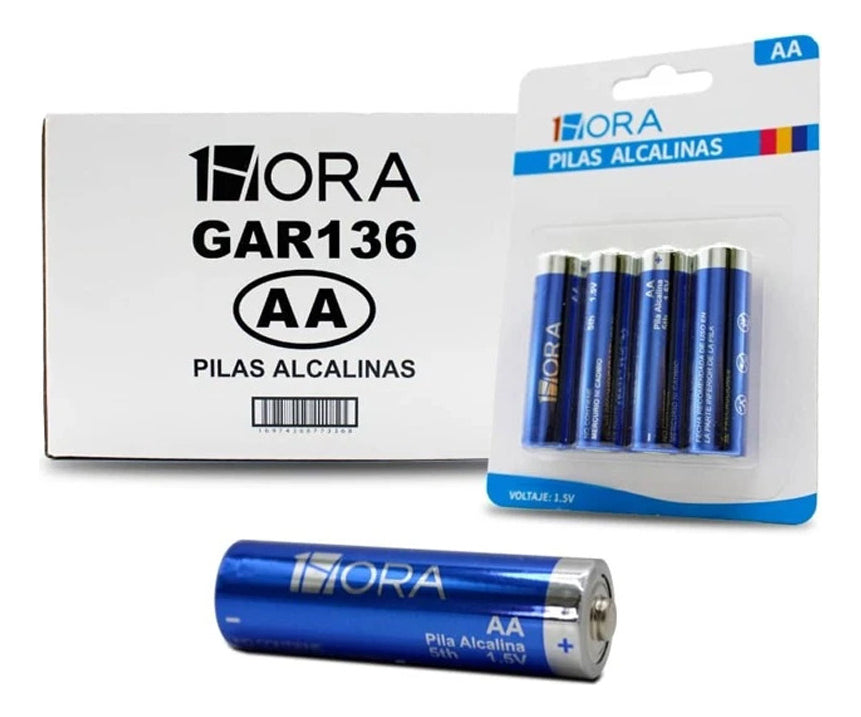 Paquete de 4 Pilas Alcalinas AA 1Hora - Alto Rendimiento y Duración Prolongada - GAR136