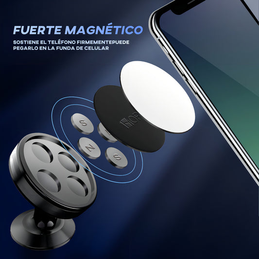 Soporte Magnético 1Hora PJ093 | Aluminio Ultra Resistente, Giro 360°, Celular en Auto