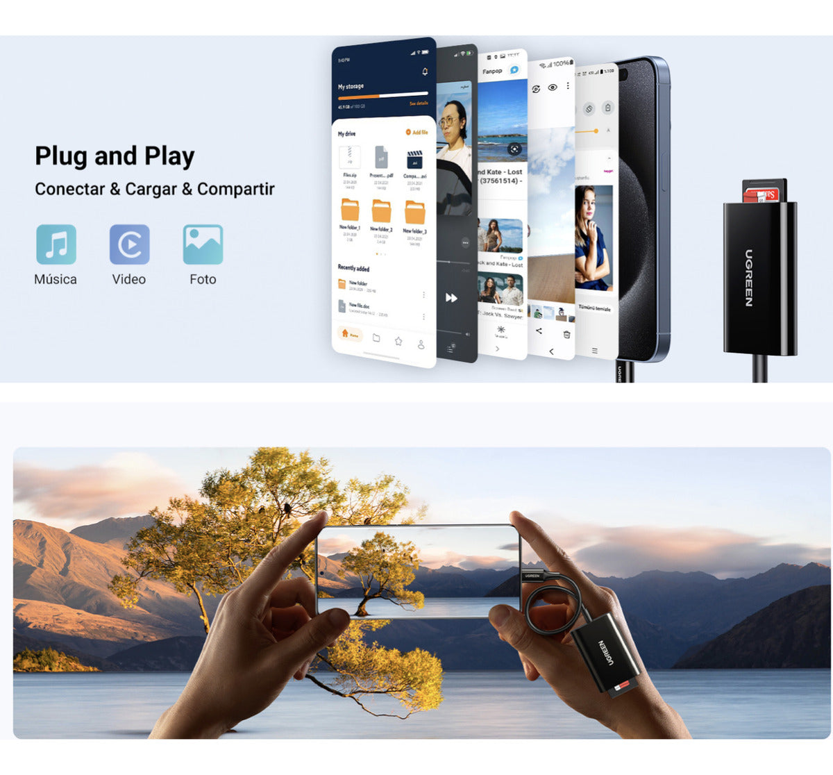 Lector De Tarjetas Usb-c 3.1 Micro-sd (tf)/sd 5gbps 2tb Color Negro