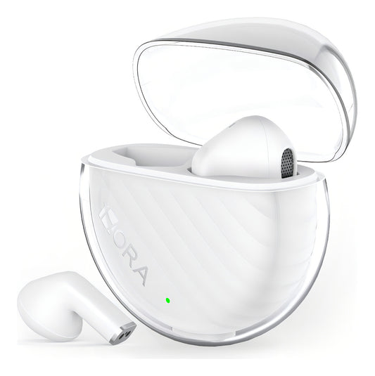 Audífonos In-Ear Transparentes Bluetooth 5.3 1Hora AUT209 Blanco | Micrófono, Asistente de Voz, Graves Potentes – Ultra Ligeros 3.1 g