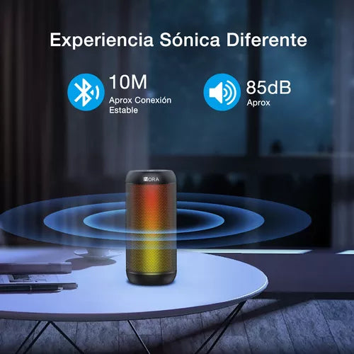 Bocina Bluetooth 5.1 1Hora BOC242 con Luces RGB | Altavoz Portátil TWS, FM, USB, MicroSD, Batería 2400 mAh, Sonido Hi-Fi