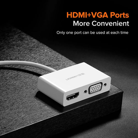 Hub Adaptador Usb-c A Hdmi 4k+vga 2-1 Ugreen color blanco