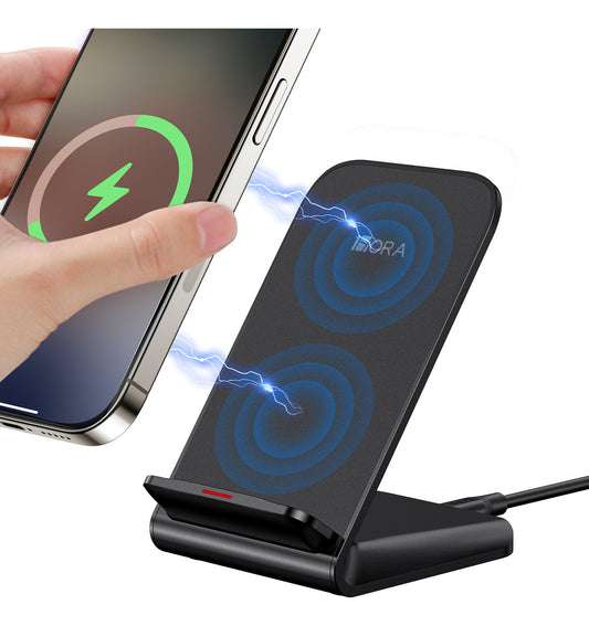 Cargador Inalámbrico 15W Qi para iPhone - Carga Rápida y Soporte Incluido - Negro | GAR157