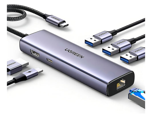 Hub Ugreen Usb-c 6 In 1 Multi Adapter 100w Grey Color Gris
